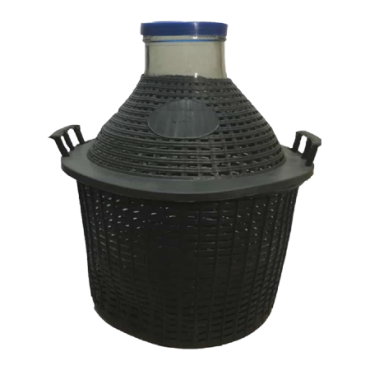 Damigiana Bocca Larga Con Rivestimento Plastica - Capacit&agrave; 5 Litri, Ideale Per Conservazione Vini E Liquidi
